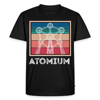 Atome Atomium Noyau atomique Physiciens Science Physique - T-shirt Premium bio Homme - noir - Devant - Nico (187cm)