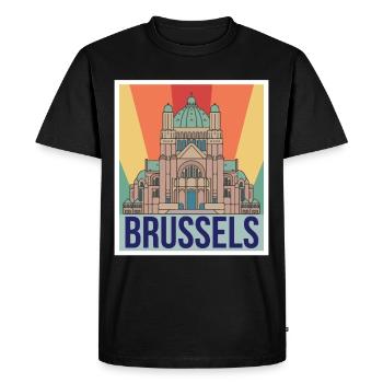 Bruxelles Science Noyau atomique Physique Physicien atomique - T-shirt Premium bio Homme - noir - Devant - Nico (187cm)