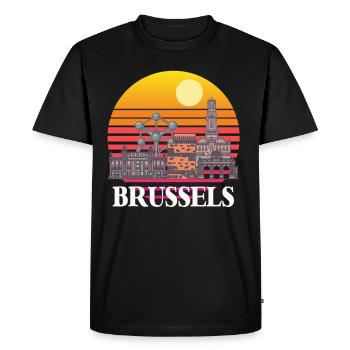 Bruxelles Skyline Science Noyau atomique Physique Atome - T-shirt Premium bio Homme - noir - Devant - Nico (187cm)