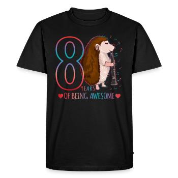 Hérisson joue de la flûte - Hérisson 8e anniversaire - T-shirt Premium bio Homme - noir - Devant - Nico (187cm)