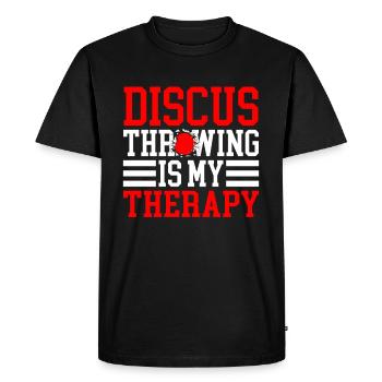 Le lancer du disque est ma thérapie Le lancer du disque - T-shirt Premium bio Homme - noir - Devant - Nico (187cm)