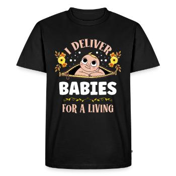I bring babies for a live gynecologist - Men's Premium Organic T-Shirt - black - Front - Nico (187cm)