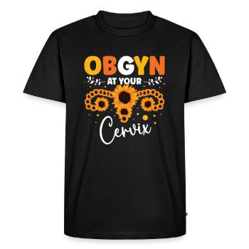 Obstétrique pour votre col de l’utérus - T-shirt Premium bio Homme - noir - Devant - Nico (187cm)
