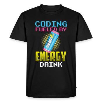 Programming with Energydrinks Coder Coding Code - Men's Premium Organic T-Shirt - black - Front - Nico (187cm)