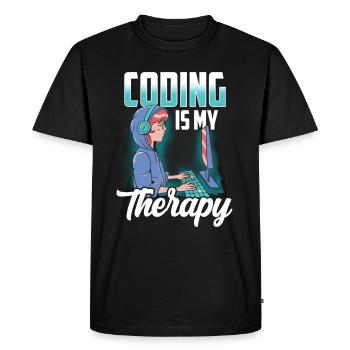 Programming is my therapy coder coding code - Men's Premium Organic T-Shirt - black - Front - Nico (187cm)