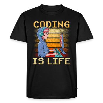 Coding is Life Coder Code Programmer - Men's Premium Organic T-Shirt - black - Front - Nico (187cm)
