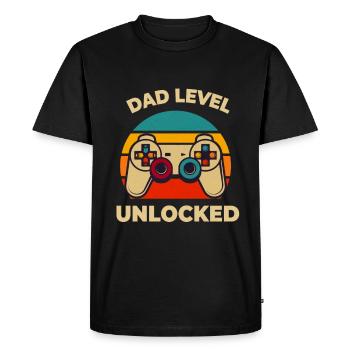 Niveau papa déverrouillé - T-shirt Premium bio Homme - noir - Devant - Nico (187cm)