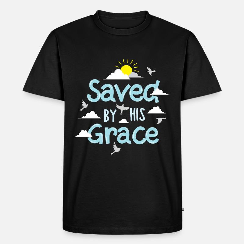 Saved By His Grace - Männer Premium Bio T-Shirt - Schwarz