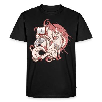 Cyborg Kitsune Nine-tailed Fox Cyber Esthétique - T-shirt Premium bio Homme - noir - Devant - Nico (187cm)