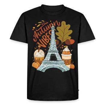 Tour Eiffel Autumn Vibes Automne à Paris Français - T-shirt Premium bio Homme - noir - Devant - Nico (187cm)