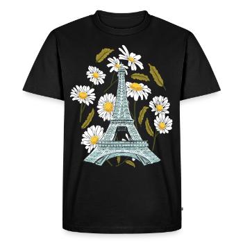 Tour Eiffel Fleur d’automne Paris Automne en France - T-shirt Premium bio Homme - noir - Devant - Nico (187cm)