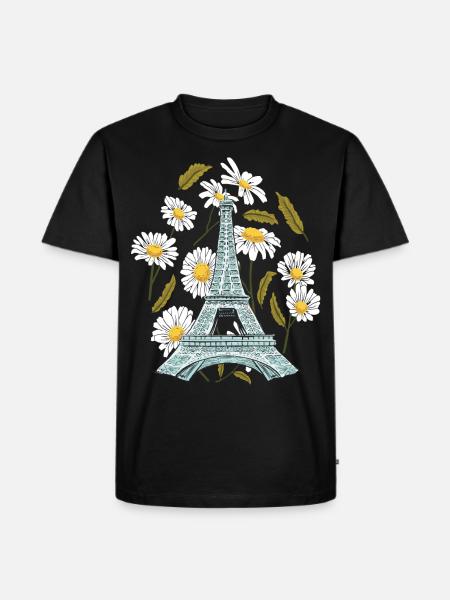 Eiffeltårnet Efterårsblomst Paris Efterår i Frankrig - Herre Premium økologisk T-shirt - sort
