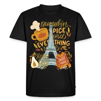 Paris Hello Autumn Pumpkins on Eiffel Tower Autumn - Men's Premium Organic T-Shirt - black - Front - Nico (187cm)