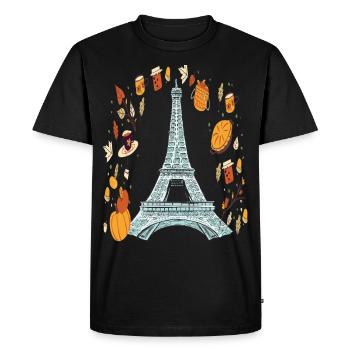 Couronne d’automne Tour Eiffel Automne à Paris Français - T-shirt Premium bio Homme - noir - Devant - Nico (187cm)