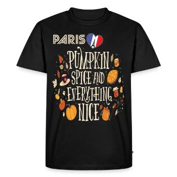 Citrouille Paris Automne Tour Eiffel Automne en France - T-shirt Premium bio Homme - noir - Devant - Nico (187cm)