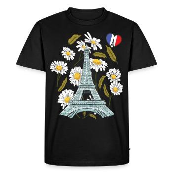 Tour Eiffel en automne Paris souvenir automne en Fran - T-shirt Premium bio Homme - noir - Devant - Nico (187cm)