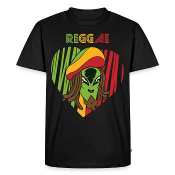 Reggae Love Alien Jamaïque Souvenir Rasta Music Ras - T-shirt Premium bio Homme - noir - Devant - Nico (187cm)
