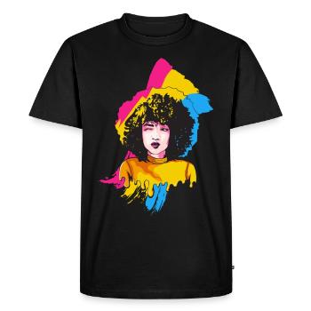 Afro Girl Pansexual Flag Black History M - Men's Premium Organic T-Shirt - black - Front - Nico (187cm)