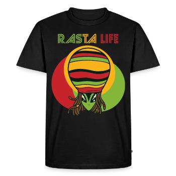 Good Vibes Only Jamaican Heart Reggae Souvenir Rasta - T-shirt Premium bio Homme - noir - Devant - Nico (187cm)