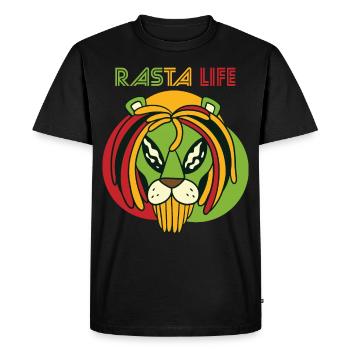 Good Vibes Only Lion Jamaica Heart Reggae Souvenir R - T-shirt Premium bio Homme - noir - Devant - Nico (187cm)
