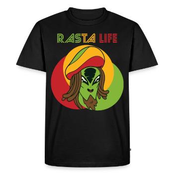 Reggae Heart Alien Rasta Jamaïque Souvenir Rastafari - T-shirt Premium bio Homme - noir - Devant - Nico (187cm)