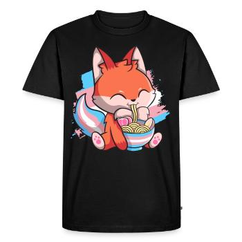 Transgender Pride Kawaii Fox Ramen Noodles Trans - T-shirt Premium bio Homme - noir - Devant - Nico (187cm)