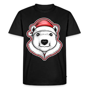 Ours polaire avec chapeau de Père Noël pour Noël - T-shirt Premium bio Homme - noir - Devant - Nico (187cm)