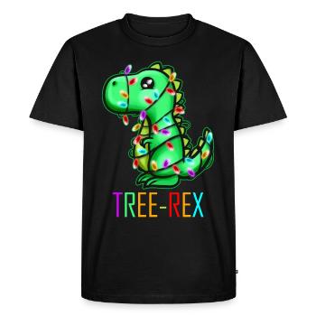 Christmas Tree Rex T-Rex Fairy Lights Light Chain - Men's Premium Organic T-Shirt - black - Front - Nico (187cm)