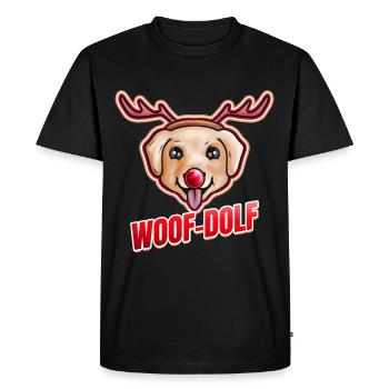 Dog Dressed As Rudolph The Reindeer Woof-dolf - Men's Premium Organic T-Shirt - black - Front - Nico (187cm)