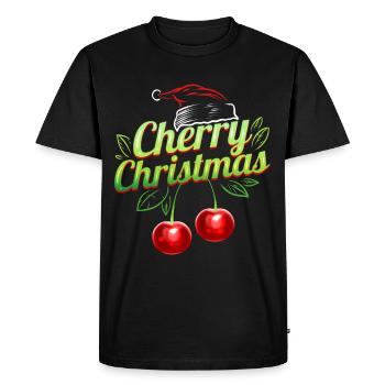 Chapeau de Noël cerise Père Noël Joyeux Noël - T-shirt Premium bio Homme - noir - Devant - Nico (187cm)