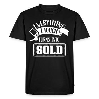 Tout ce que je touche est vendu maisons courtiers - T-shirt Premium bio Homme - noir - Devant - Nico (187cm)