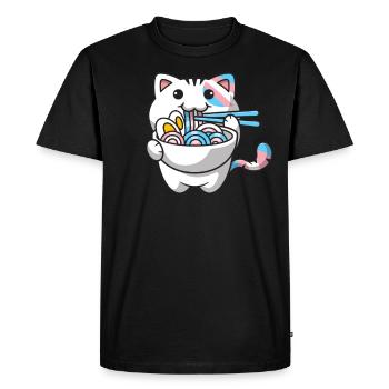 Transgender Pride Kawaii Cat Ramen Noodles Trans - T-shirt Premium bio Homme - noir - Devant - Nico (187cm)