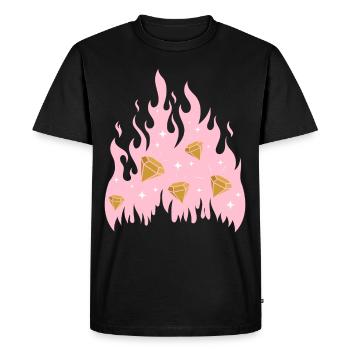 New Money Aesthetic Fire Flame Diamond - T-shirt Premium bio Homme - noir - Devant - Nico (187cm)
