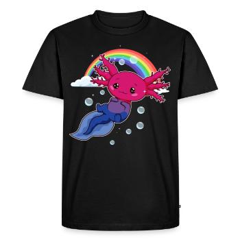 Bisexual Pride Bi Kawaii Axolotl Bisexual Flag - Men's Premium Organic T-Shirt - black - Front - Nico (187cm)