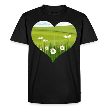 Bloomcore Esthétique Flowercore Heart Shape Cottagecor - T-shirt Premium bio Homme - noir - Devant - Nico (187cm)