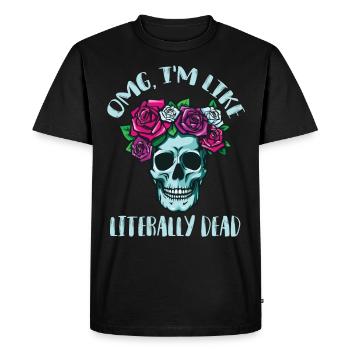 Skull Roses Wreath Red Rose Bones Death Dead - Men's Premium Organic T-Shirt - black - Front - Nico (187cm)