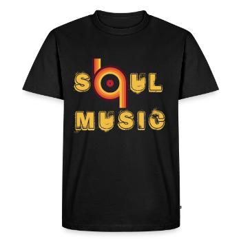 Soul Music Vintage Record Afro Soul Music Partition Mu - T-shirt Premium bio Homme - noir - Devant - Nico (187cm)