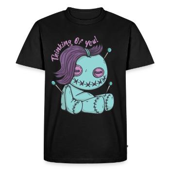 Zombie Voodoo doll thinking of you! Halloween- - Men's Premium Organic T-Shirt - black - Front - Nico (187cm)
