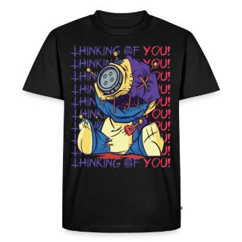 Creepy Voodoo Doll Thinking of You Hallowee - Men's Premium Organic T-Shirt - black - Front - Nico (187cm)