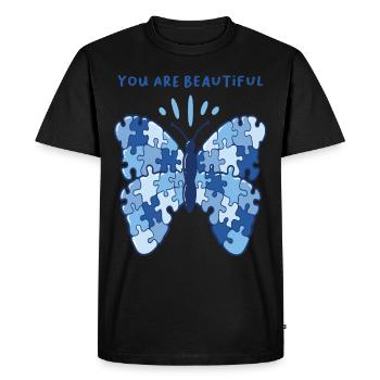 Patchwork Butterfly Be Beautiful Butterfly - T-shirt Premium bio Homme - noir - Devant - Nico (187cm)
