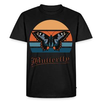 Papillon Rétro Les papillons aiment l’automne - T-shirt Premium bio Homme - noir - Devant - Nico (187cm)