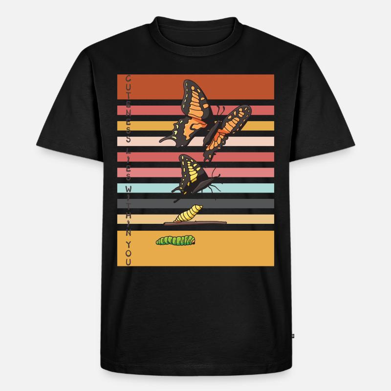 Niedlicher Schmetterling Evolution Schmetterlinge - Männer Premium Bio T-Shirt - Schwarz