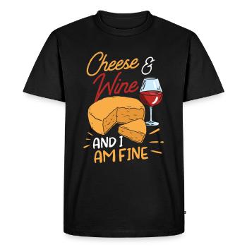 Fromage et vin et je suis un amoureux de l’amour - T-shirt Premium bio Homme - noir - Devant - Nico (187cm)
