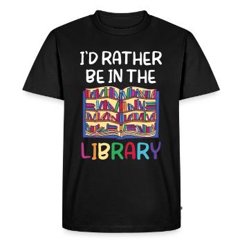 Je préférerais être dans la bibliothèque Livres - T-shirt Premium bio Homme - noir - Devant - Nico (187cm)
