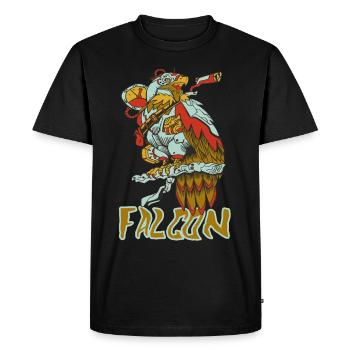 Eagle Nature Fauconnerie de montagne Oiseaux de proie Faucon autour des palombes - T-shirt Premium bio Homme - noir - Devant - Nico (187cm)