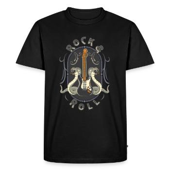 Rock & Roll E-Gitarre Schlangen Rocker Musiker - Männer Premium Bio T-Shirt - Schwarz - Vorne - Nico (187cm)