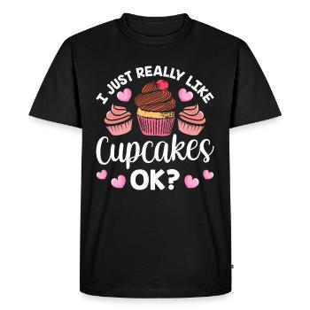 J’aime vraiment les cupcakes cupcakes sucrés - T-shirt Premium bio Homme - noir - Devant - Nico (187cm)