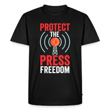 Protects freedom of the press Journalist Press law - Men's Premium Organic T-Shirt - black - Front - Nico (187cm)
