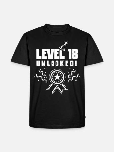 Nivå 18 Olåst firande Arton födelsedag - Ekologisk premium-T-shirt herr - svart