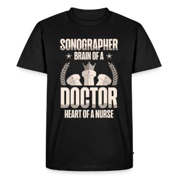 Cerveau échographique d’un médecin coeur d’un - T-shirt Premium bio Homme - noir - Devant - Nico (187cm)
